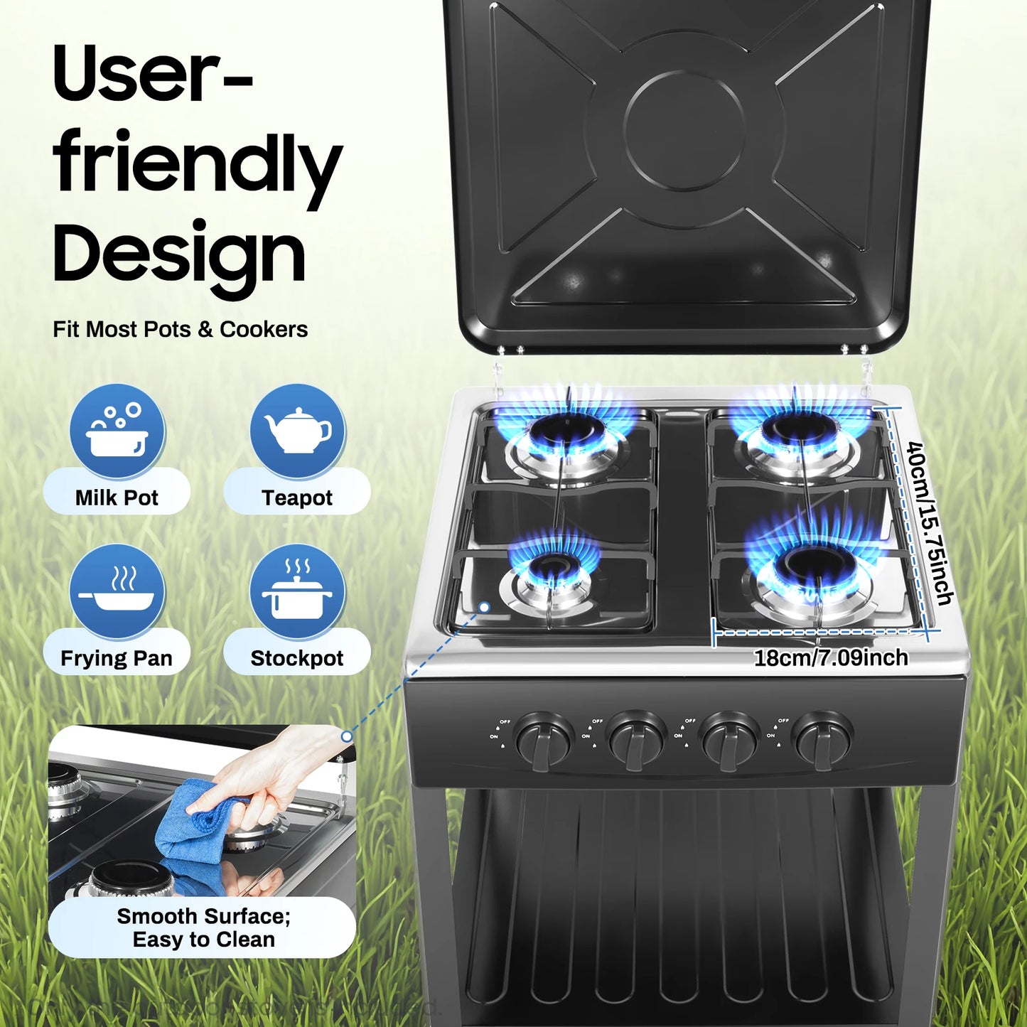 Portable Camp Natural Gas Stove With Independent 4/5 Burners