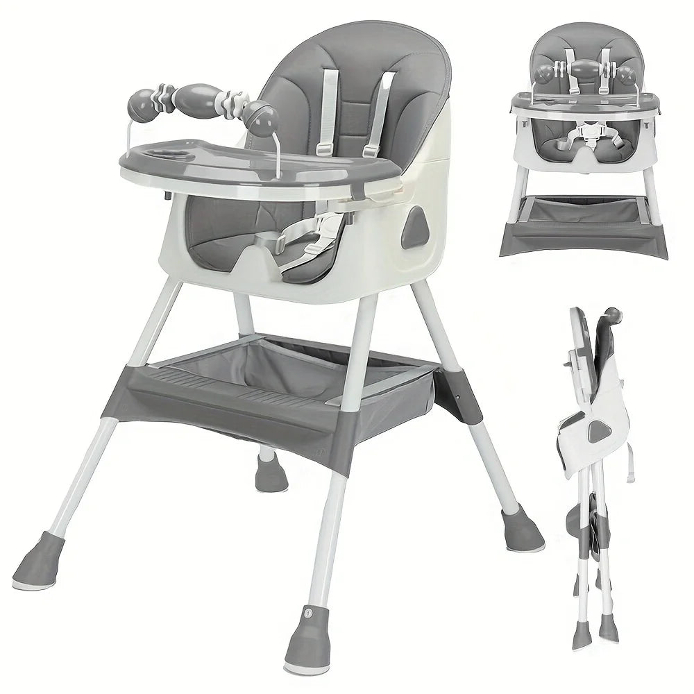 PIORLADO Foldable Baby High Chair With Tray And Toy Rack