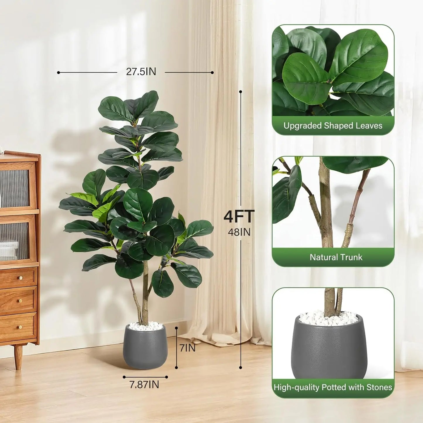 Fiddle Leaf Fig Tree Artificial in Planter