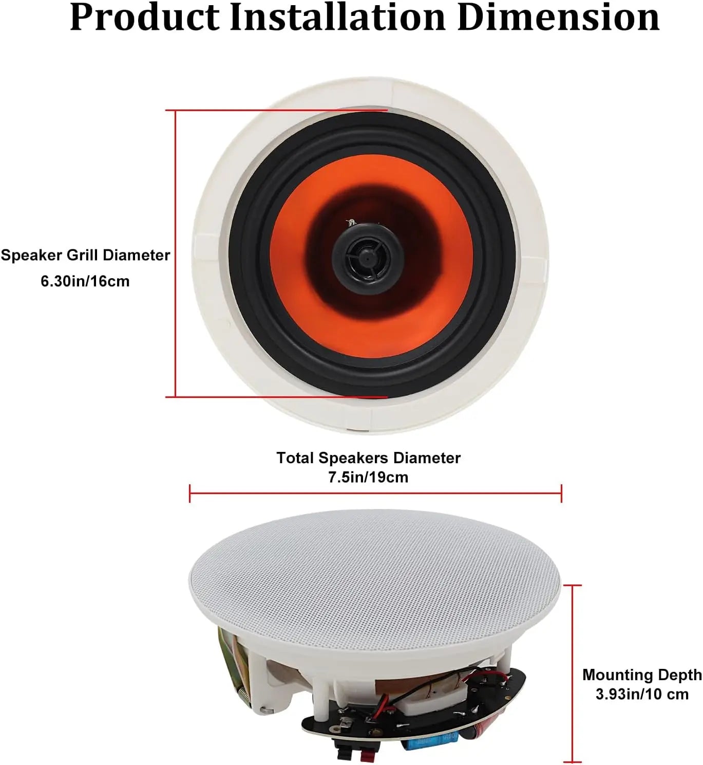 Herdio Bluetooth In Ceiling Speakers 600W 2 Way Flush Mount
