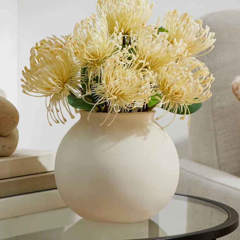Matte Ceramic Round Vase Modern Minimalist Home Decor Centerpiece