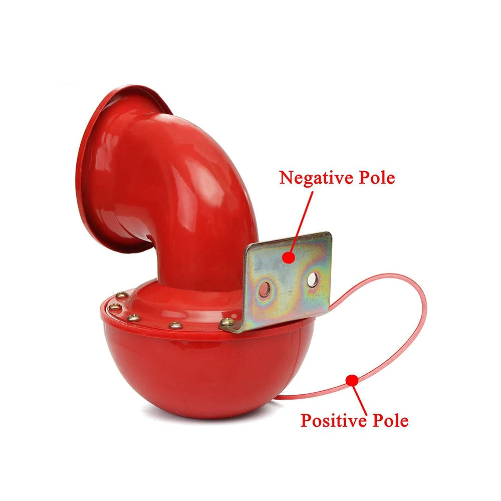12V 200db Car Horn Red Horn Cow Sound Metal Horn Car Auto Electric Horn for Car Truck Train Boat Motorcycle Vehicle