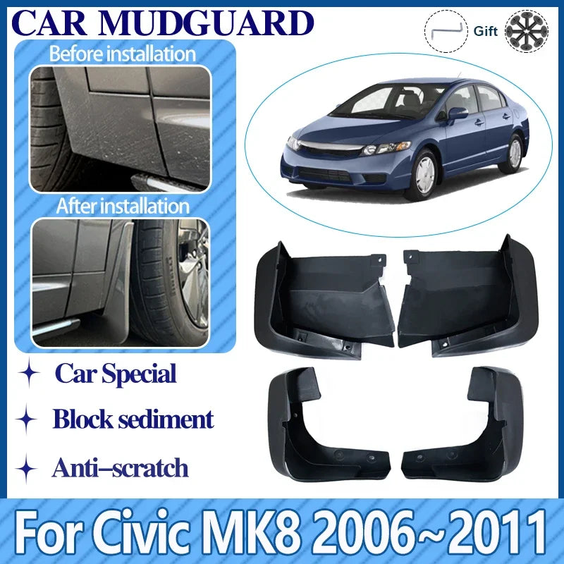 Honda Civic Mud Flaps Front Rear Mudguards Anti Splash Guards