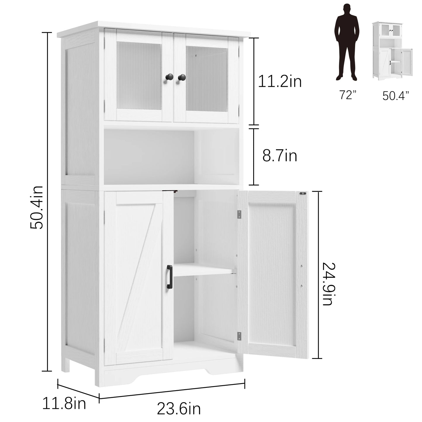 HobbyLane Free Standing Kitchen Pantry Cupboard 4 Doors
