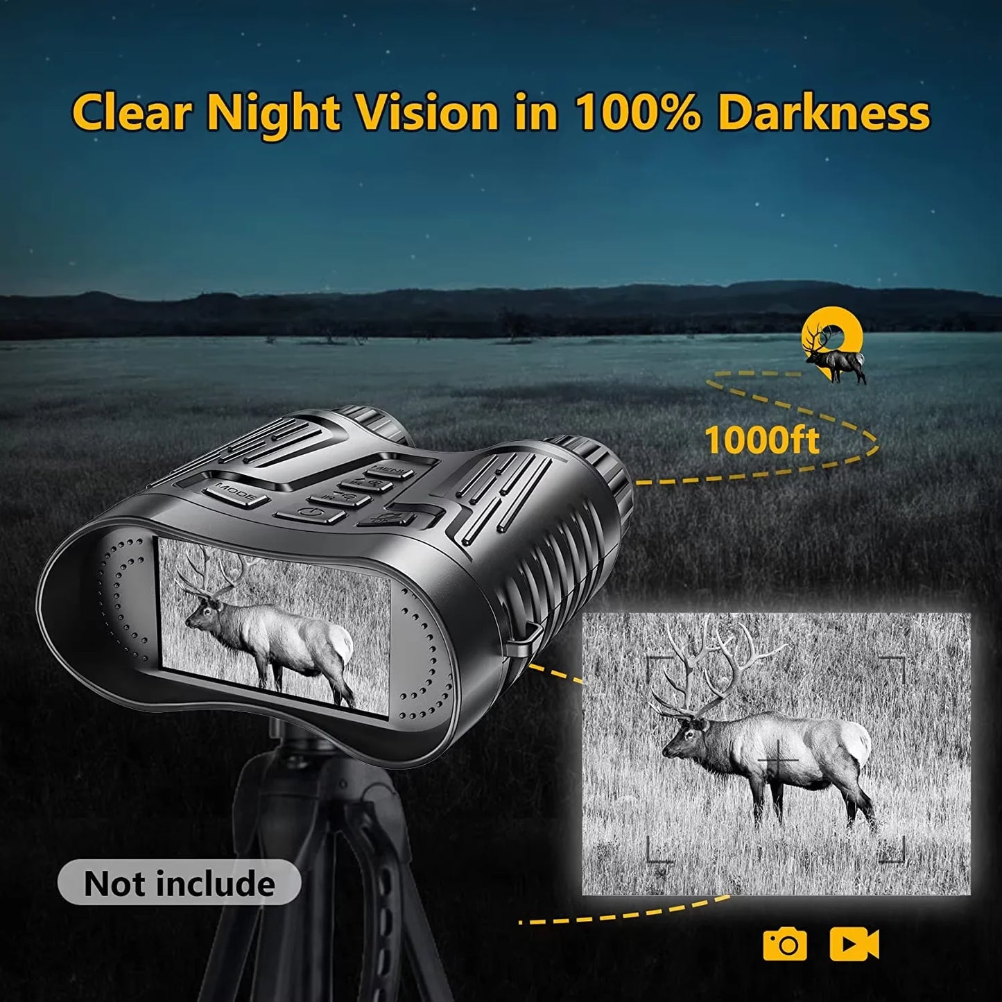 Letcmoi Rechargeable Night Vision Binoculars 8x Digital Zoom 4K Infrared