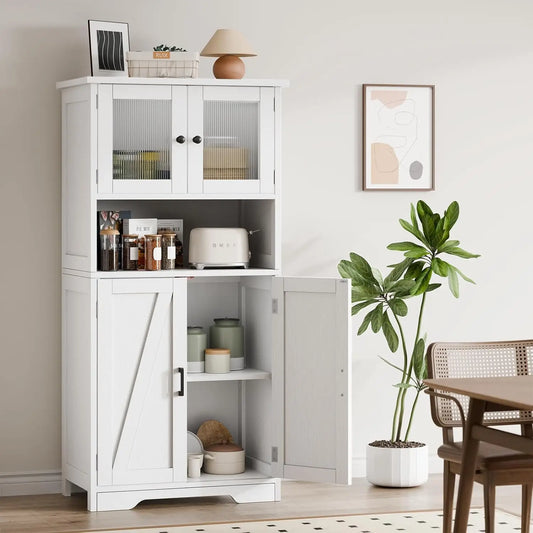 HobbyLane Free Standing Kitchen Pantry Cupboard 4 Doors