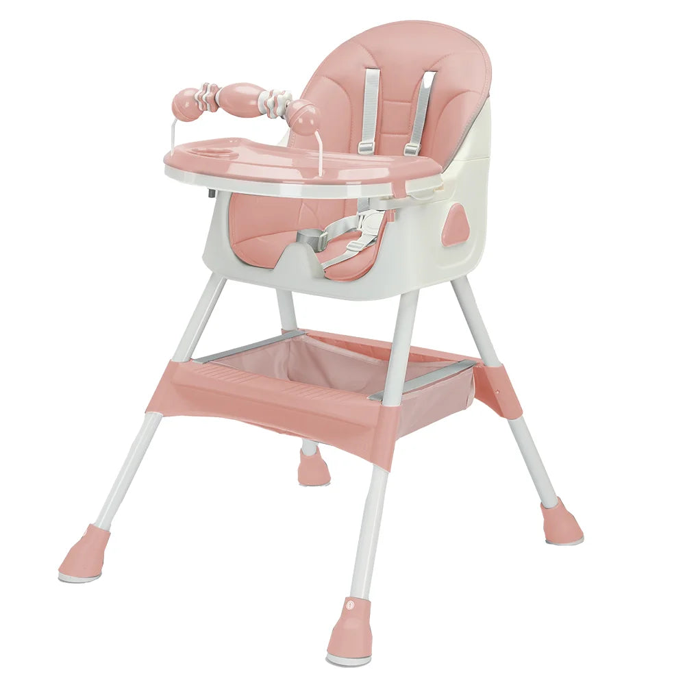 PIORLADO Foldable Baby High Chair With Tray And Toy Rack