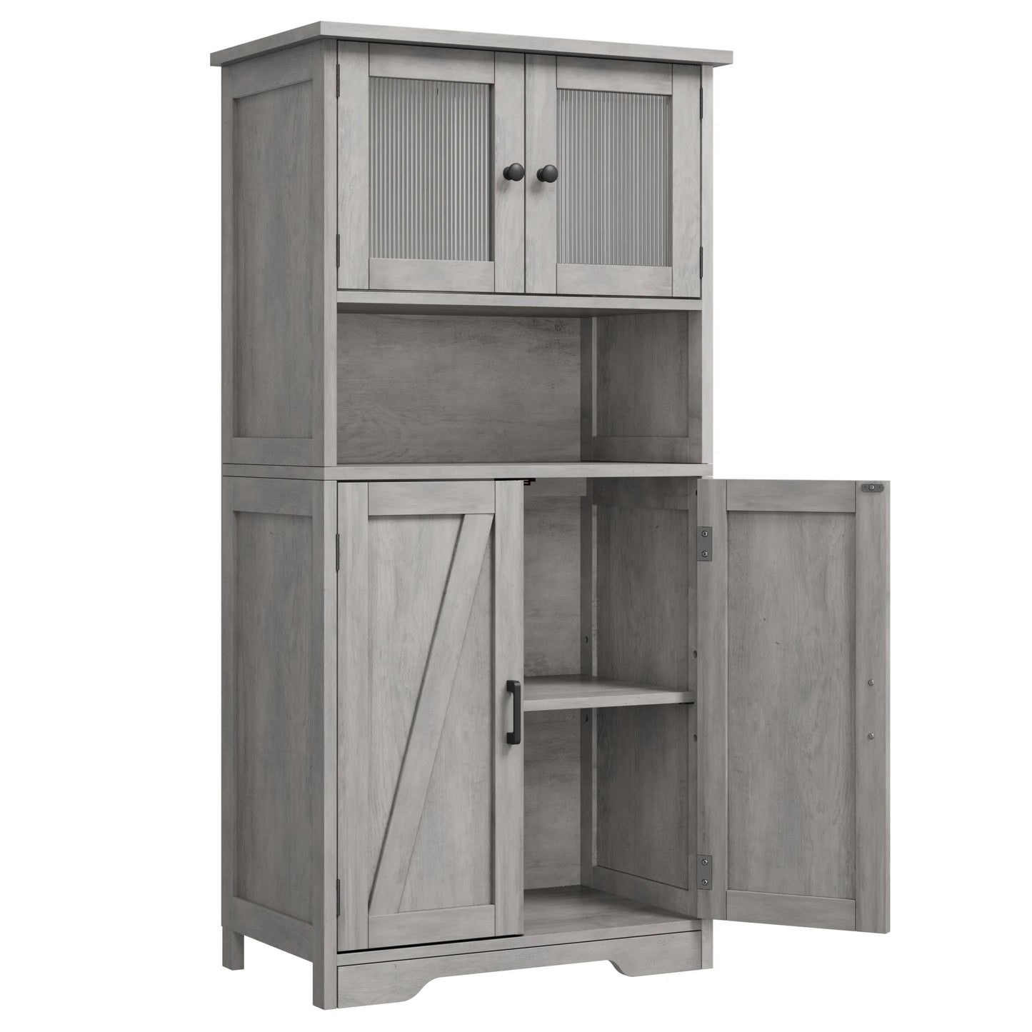 HobbyLane Free Standing Kitchen Pantry Cupboard 4 Doors