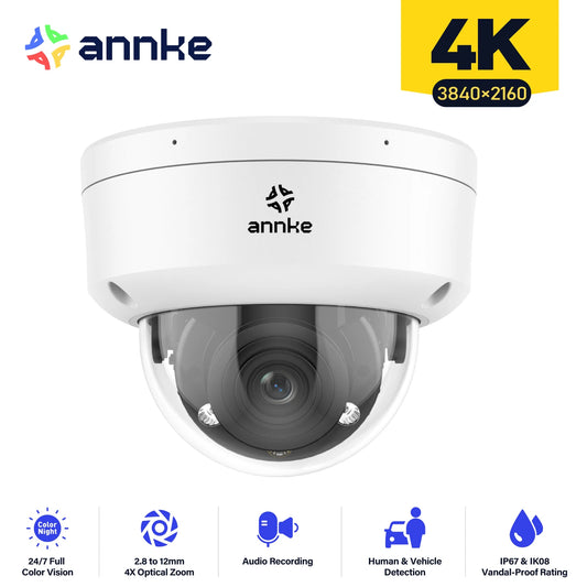 ANNKE 8MP Dual Light Varifocal Dome Camera IP67 Motion Detection