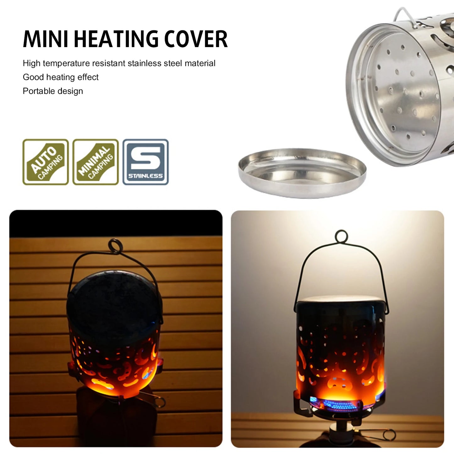 MOJOYCE Stainless Steel Camping Mini Heater For Tent Heating Stove