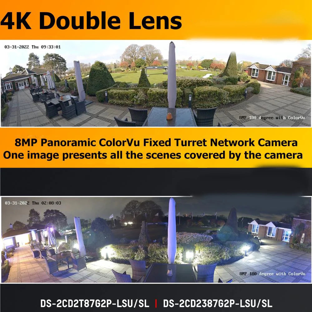 Hikvision 8MP 4K Panoramic ColorVu Turret IP Camera DS-2CD2387G2P-LSU/SL