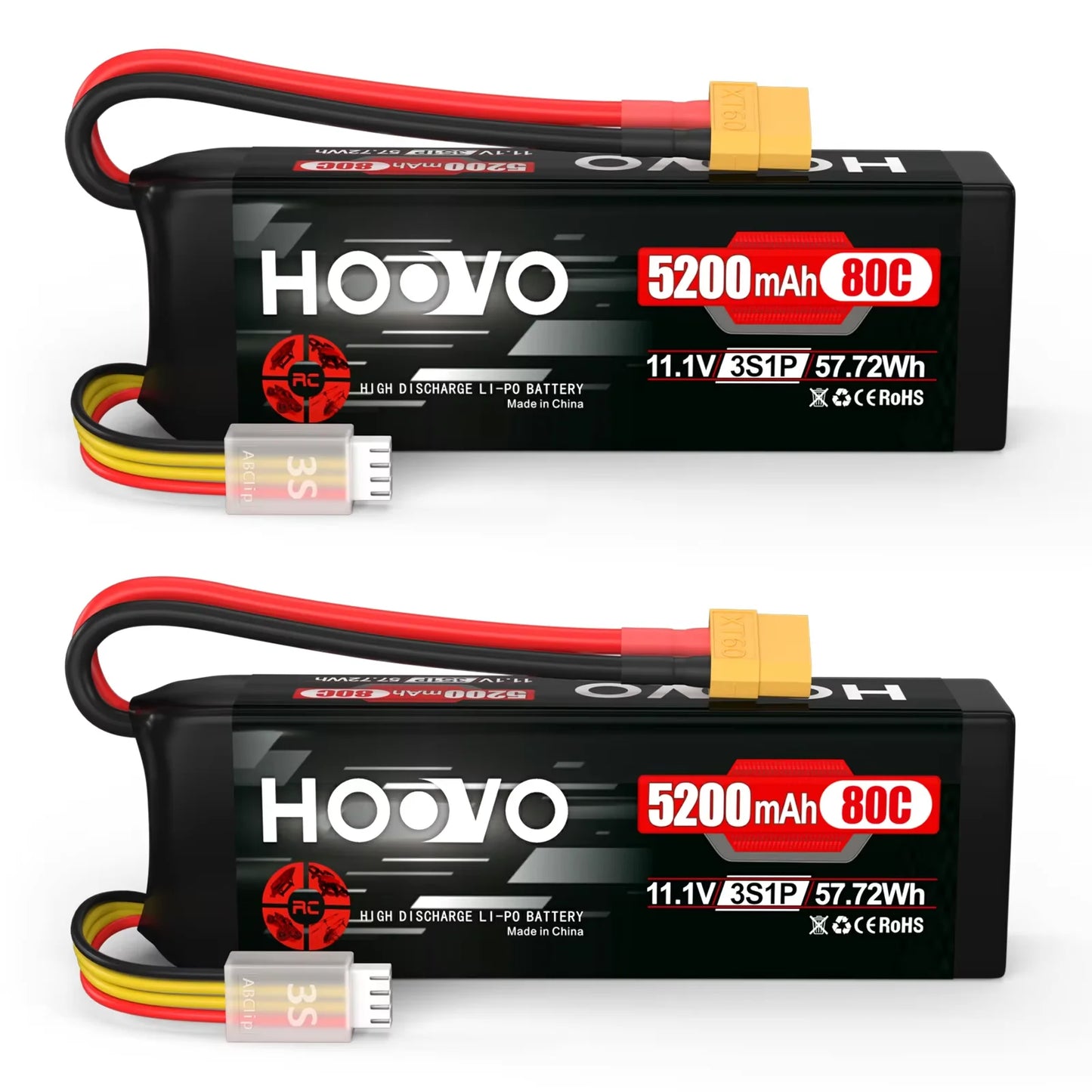 HOOVO 3S LiPo Battery 11.1V 5200mAh 80C Softcase XT60 Plug