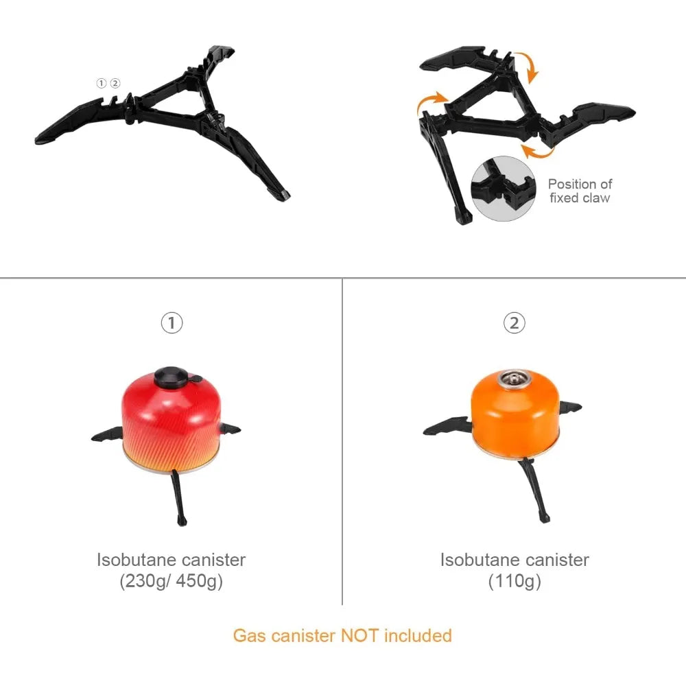 Camping Cookware Stove Carabiner Canister Stand Tripod Stainless Steel Cup