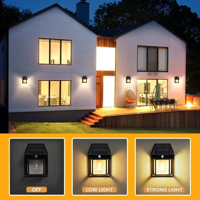 Dusk To Dawn Solar Porch Light With Motion Sensor Waterproof Outdoor