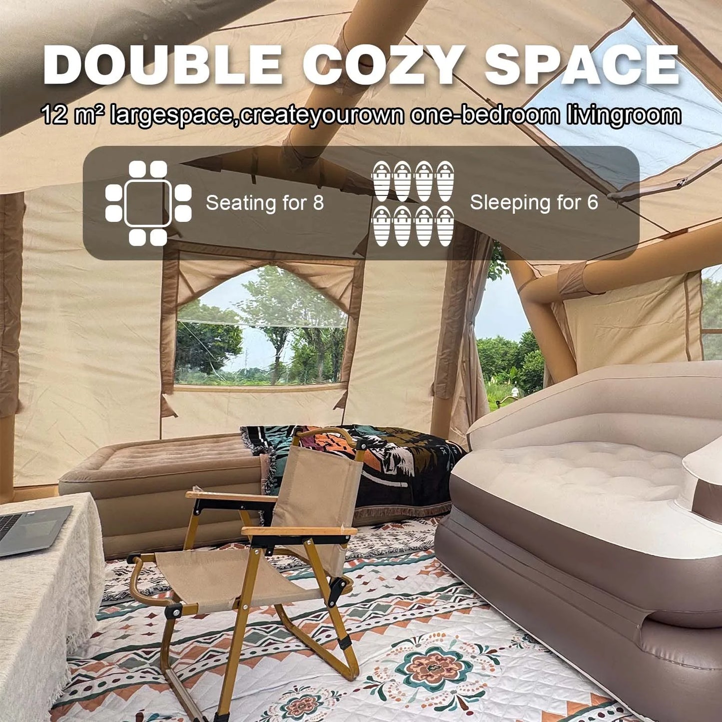 Senleeto 8 To 10 Person Inflatable Cabin Tent Quick Setup