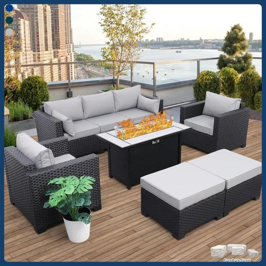 6-Piece Patio Set With 60,000 BTU Propane Fire Pit Table