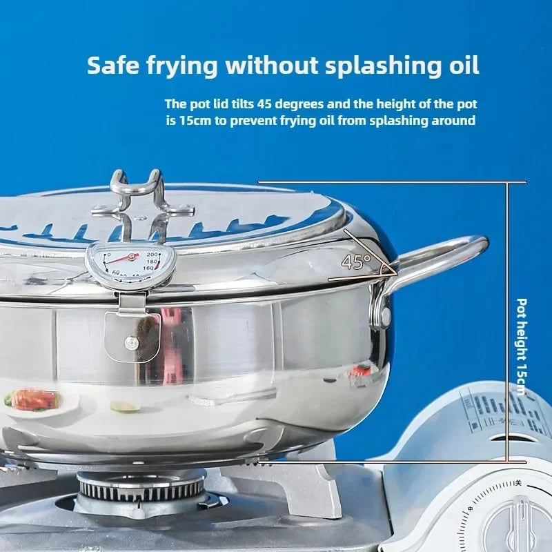 Stainless Steel Deep Fryer With Thermometer And Oil Drip Rack