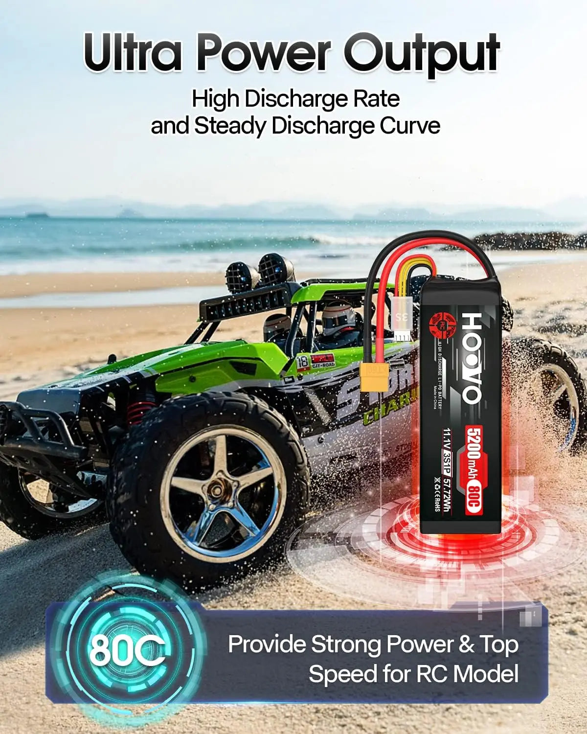 HOOVO 3S LiPo Battery 11.1V 5200mAh 80C Softcase XT60 Plug